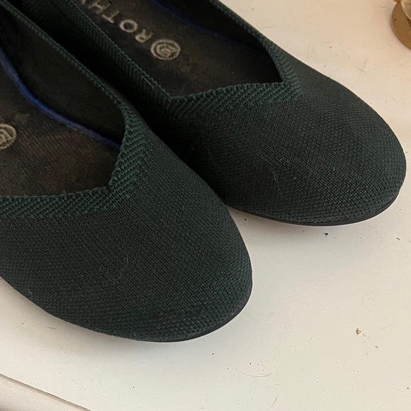 Rothy's Dark Green Flats with Blue Trim - Picture 6 of 6
